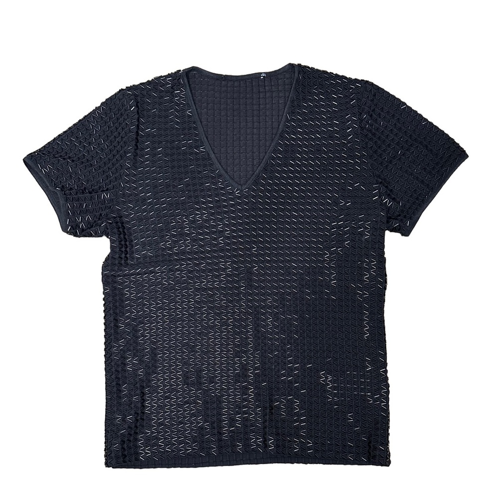 Black V-Neck Beaded Top